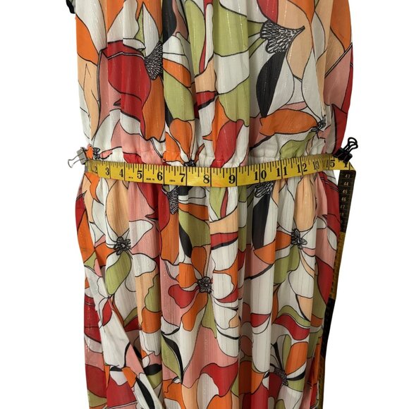 BCBGeneration Floral Print Maxi Dress Size 12 Multicolor Halter Neck Ruffled Wai - Picture 14 of 15